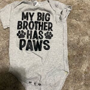 Baby Essentials Gray Onesie with Black Text